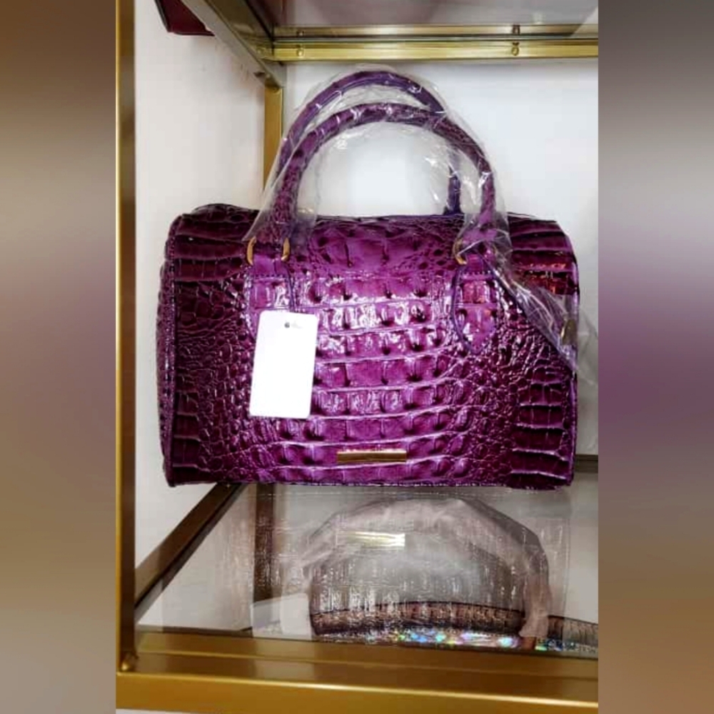 Elegant Purple Crocodile-Embossed Handbag